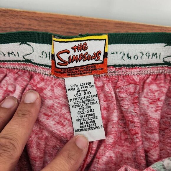 The Simpson's Christmas Boxer Sleep Shorts Homer Mistle D'oh Men's Medium Vintag - Picture 4 of 4